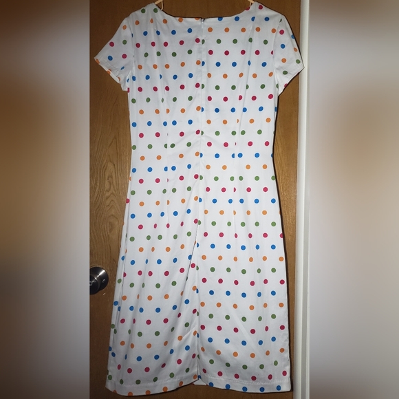 Shabby Apple white sheath dress with multi color polka dots size 6 - Picture 7 of 9